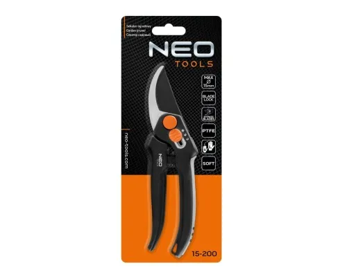 Секатор Neo Tools площинний, d різу 15мм, 185мм, 164г (15-200)