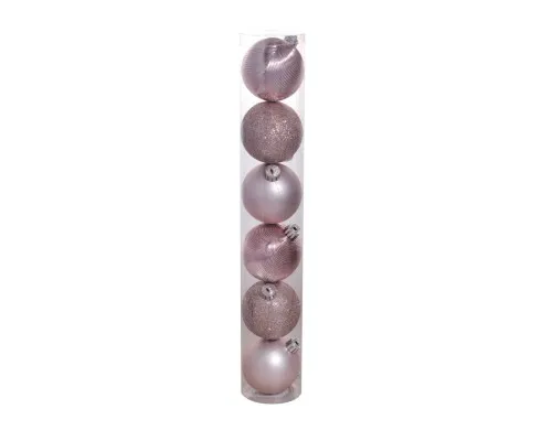 Ялинкова іграшка Chomik кульки 6 шт, 6 см, мікс рожевих (5900779840621_1)