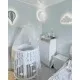 Ліжечко Ingvart трансформер Smart Bed Round (72х72, 72х120, 72х168 см) молочне з декором "Хмаринки" (1339001)
