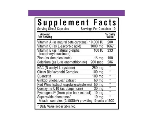 Антиоксидант Bluebonnet Nutrition Формула Супер Антиоксидантов, 30 вегетарианских капсу (BLB0324)