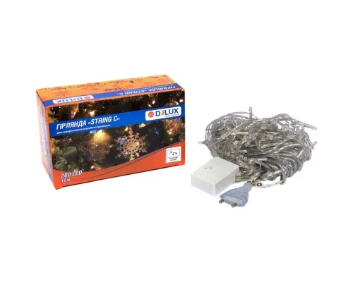 Гірлянда Delux STRING С 200 LED 10m Теплий білий/прозорий IP20 (90017981)