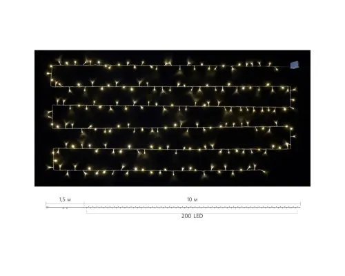 Гірлянда Delux STRING С 200 LED 10m Теплий білий/прозорий IP20 (90017981)