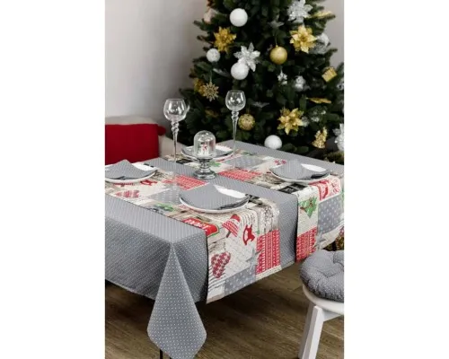 Скатертина Прованс Merry Christmas сіра 180x132 см (4823093451568)