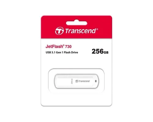 USB флеш накопитель Transcend 256GB JetFlash 730 White USB 3.1 (TS256GJF730)