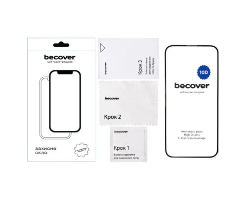 Скло захисне BeCover Apple iPhone 16 Plus 10D Black (712322)