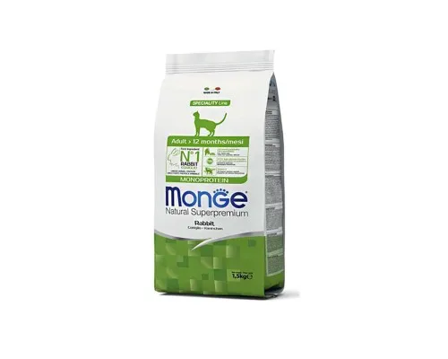 Сухой корм для кошек Monge Cat Adult с кроликом 1.5 кг (8009470011945)