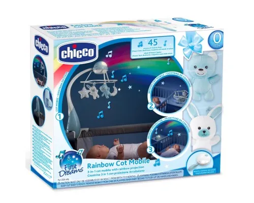 Мобіле Chicco проектор на кроватку 3 в 1 Радуга голубой (11041.20)