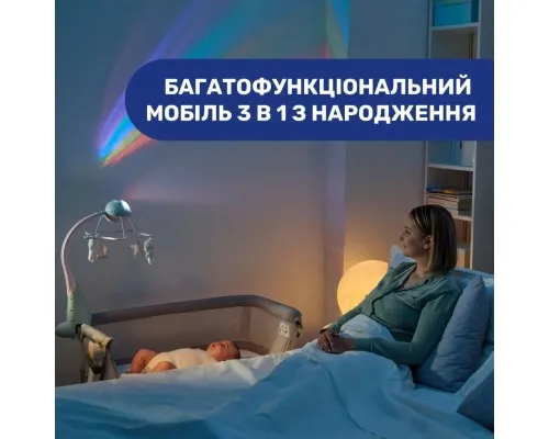 Мобиль Chicco проектор на ліжечко 3 в 1 Райдуга блакитний (11041.20)