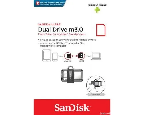 USB флеш накопитель SanDisk 64GB Ultra Dual Black USB 3.0 OTG (SDDD3-064G-G46)