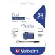 USB флеш накопитель Verbatim 64GB Dual USB Drive USB 3.0/Type-C (49967)