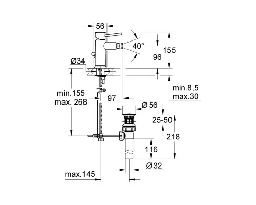 Змішувач Grohe BauClassic OHM bidet (32864000)