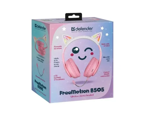 Наушники Defender FreeMotion B505 Bluetooth LED Pink (63505)