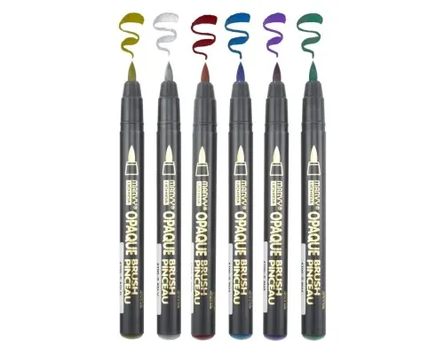 Маркер Marvy Набір маркерів на водній основі Opaque Brush, металіки, 6 кольорів (752481951820)