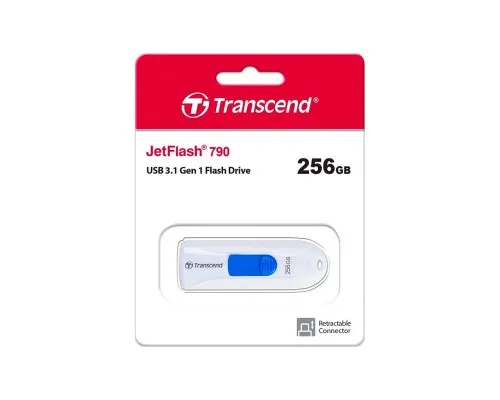 USB флеш накопитель Transcend 256GB JetFlash 790 White USB 3.1 (TS256GJF790W)