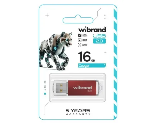 USB флеш накопитель Wibrand 16GB Cougar Red USB 2.0 (WI2.0/CU16P1R)