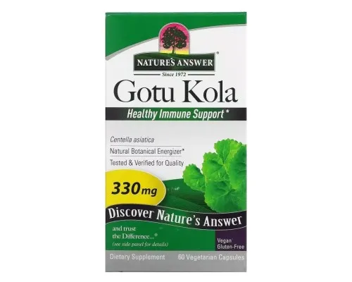 Травы Nature's Answer Готу кола, 330 мг, Gotu Kola, Healthy Immune Support, 60 вегетарианских к (NTA-16393)