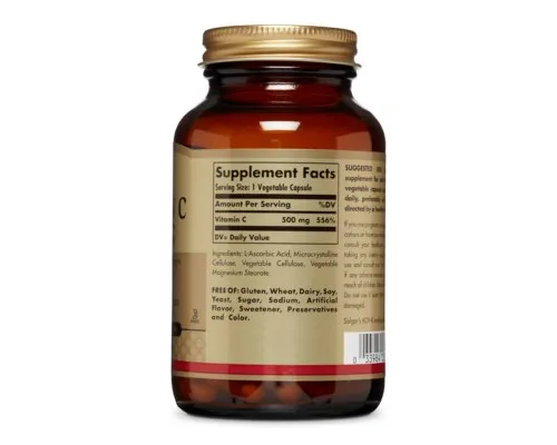 Витамин Solgar Витамин C, 500 мг, Vitamin C, 500 mg, 100 вегетарианских ка (SOL-03260)