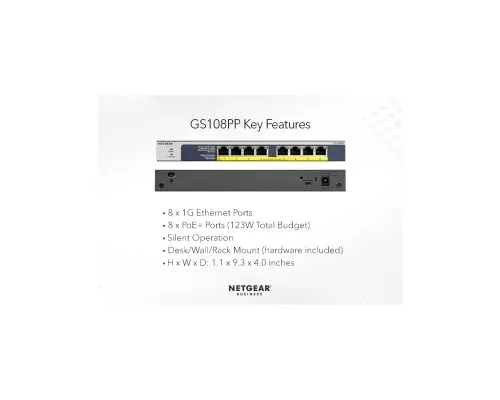 Коммутатор сетевой Netgear GS108PP-100EUS