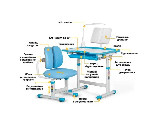 Парта зі стільцем Evo-kids BD-23 BL