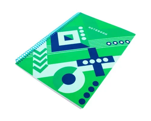 Блокнот Optima Knitting: Green A4 пластикова обкладинка, спіраль 80 аркушів, клітинка (O20846-21)