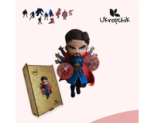 Пазл Ukropchik деревянный Супергерой Стрендж size - L в коробке с набором-рамкой (Doctor Strange Superhero A3)