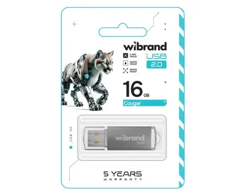 USB флеш накопитель Wibrand 16GB Cougar Silver USB 2.0 (WI2.0/CU16P1S)