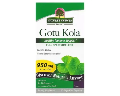 Травы Nature's Answer Готу кола, 950 мг, Gotu Kola, 90 вегетарианских капсул (NTA-16262)