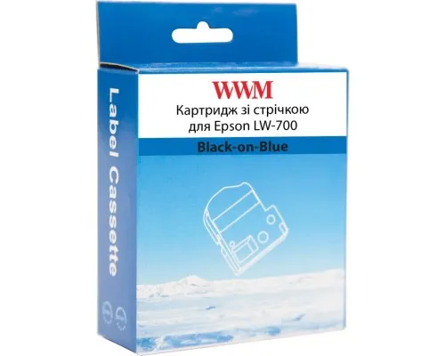 Стрічка для принтера етикеток WWM для Epson LW-700 24mm х 8m Black-on-Blue (WWM-SC24B)