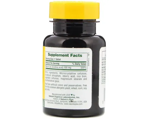 Вітамін Natures Plus Ніацин, Niacin, 100 мг, 90 таблеток (NAP-01850)