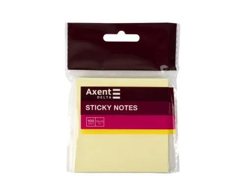 Папір для нотаток Axent 75x75мм, 100 аркушів жовтий (D3314-01)