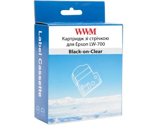 Стрічка для принтера етикеток WWM для Epson LW-700 24mm х 8m Black-on-Clear (WWM-ST24K)