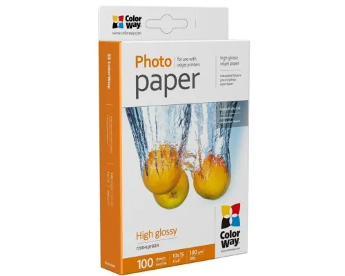 Фотопапір ColorWay 10x15 180г glossy, 100с (PG1801004R)