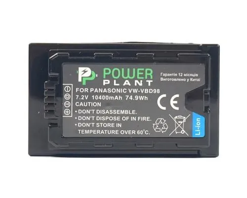 Акумулятор до фото/відео PowerPlant Panasonic VW-VBD98, 10400mAh (CB970100)