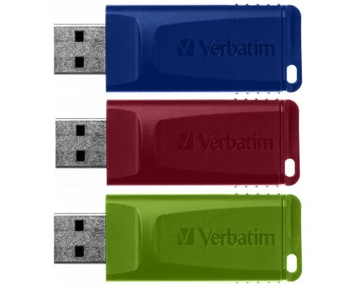 USB флеш накопичувач Verbatim 3x16GB Slider Red/Blue/Green USB 2.0 (49326)