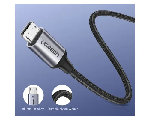 Дата кабель USB 2.0 AM to Micro 5P 1.5m US290 Silver Ugreen (US290/60152)