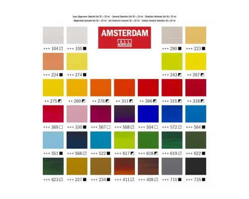 Акриловые краски Royal Talens Amsterdam General Selection 36 цветов по 20 мл (8712079456825)