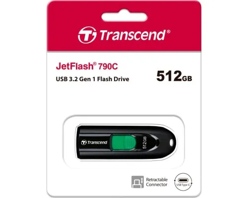 USB флеш накопитель Transcend 512GB JetFlash 790C USB 3.1 Type-C (TS512GJF790C)