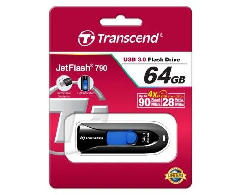 USB флеш накопичувач Transcend 64GB JetFlash 790 USB 3.0 (TS64GJF790K)