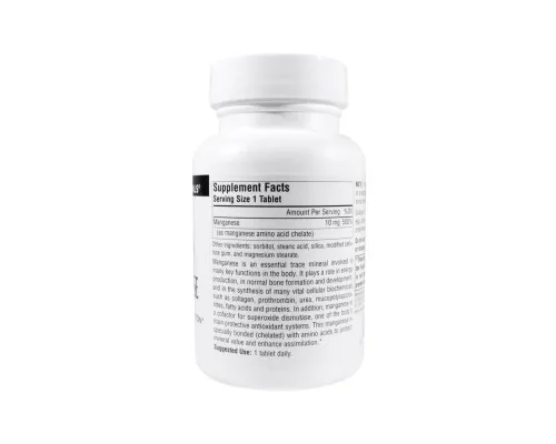 Мінерали Source Naturals Марганець 10мг, 250 таблеток (SNS-00343)
