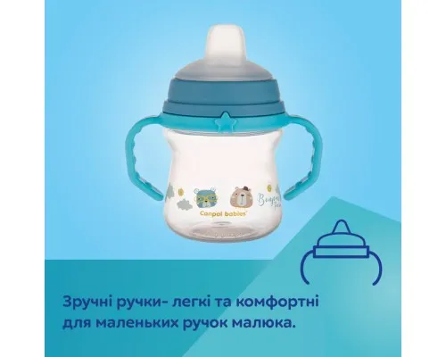 Поїльник-непроливайка Canpol babies Bonjour Paris з силіконовим носиком FirstCup 250 мл Блакитна (56/613_blu)