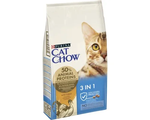 Сухий корм для кішок Purina Cat Chow Feline 3 в 1 з індичкою 15 кг (7613034153746)