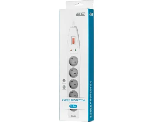 Сетевой фильтр питания 2E 5XSchuko, 3G*1.5мм, 2м, white (2E-SP515M2WH)