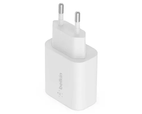 Зарядний пристрій Belkin USB-С 25W PD PPS + cable USB-C-Lightning 1m (WCA004VF1MWH-B5)