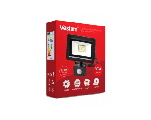 Прожектор Vestum LED з датчиком руху 30W 2 900Лм 6500K 175-250V IP65 (1-VS-3011)