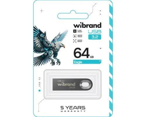 USB флеш накопичувач Wibrand 64GB Eagle Grey USB 3.2 (WI3.2/EA64U10G)