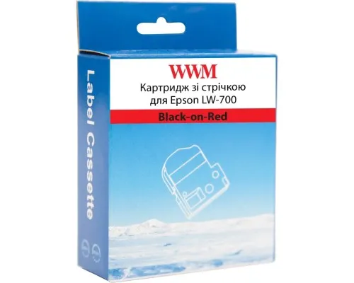 Стрічка для принтера етикеток WWM для Epson LW-700 24mm х 8m Black-on-Red (WWM-SC24R)