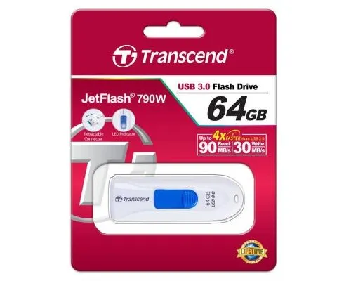 USB флеш накопитель Transcend 64GB JetFlash 790 USB 3.0 (TS64GJF790W)