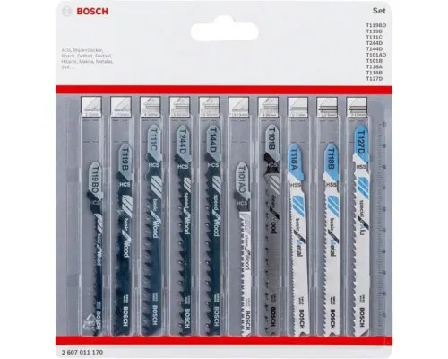 Полотно Bosch набір для елетролобзиків Wood and Metal, 10 шт. (2.607.011.170)