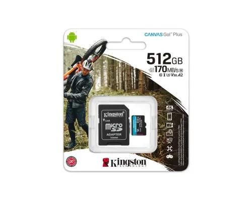 Карта пам'яті Kingston 512GB microSDXC class 10 UHS-I U3 A2 Canvas Go Plus (SDCG3/512GB)