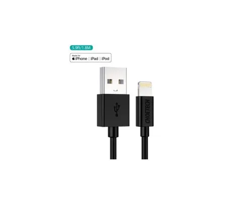 Дата кабель USB 2.0 AM to Lightning 1.8m 2.1A MFI Black Choetech (IP0027-BK)